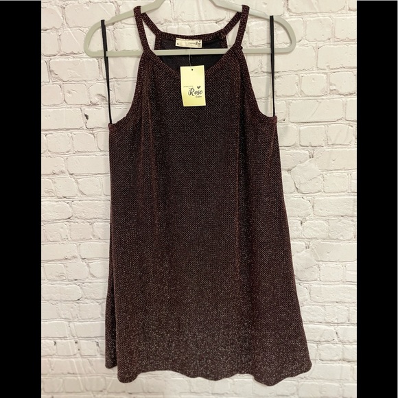 FOREVER ROSE couture WOMEN'S SLEEVELESS midi DRESS WITH burgundy glitter threads - Picture 6 of 16